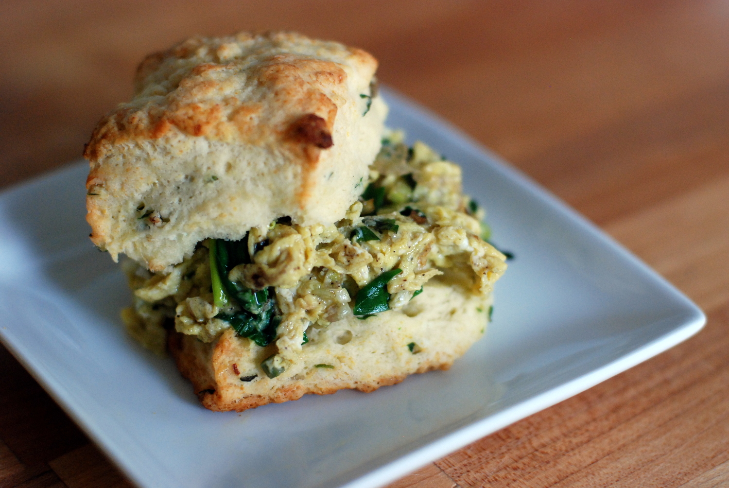 Ramps ‘n’ Eggs Biscuit Sandwiches